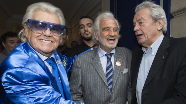 Alain Delon, Jean-Paul Belmondo et Michou, le 20 juin 2016