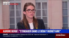 Pour Aurore Bergé, porte-parole démissionnaire du gouvernement, "le meilleur moyen d'éviter la dissolution, c'est de s'engager dans le débat budgétaire"