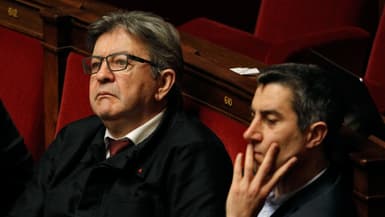 Jean-Luc Mélenchon et François Ruffin à l'Assemblée nationale le 28 janvier 2020