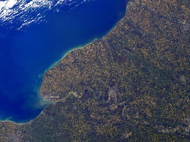 La Normandie vue de l'espace, immortalisée par l'astronaute français Thomas Pesquet.
