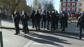 Des policiers déployés à Rennes lors de la manifestation contre la réforme des retraites du gouvernement, le 7 février 2023.