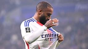 Alexandre Lacazette auteur de l'ouverture du score de l'OL dans le derby, 10 novembre 2024