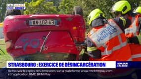 Strasbourg: exercice de désincarcération pour les pompiers