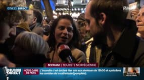 Incendie de Notre-Dame: "Je veux garder dans ma mémoire l'image de cette magnifique cathédrale intacte" réagit Myriam, une touriste norvégienne 