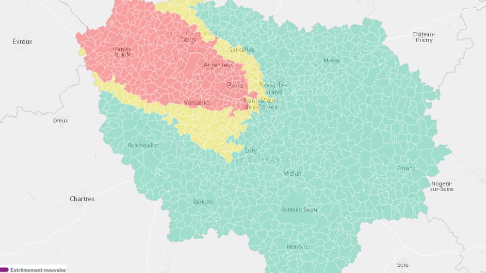 "La qualité de l’air sera mauvaise à dégradée au centre de l'agglomération parisienne au nord-ouest de l’Ile-de-France" prévient Airparif.