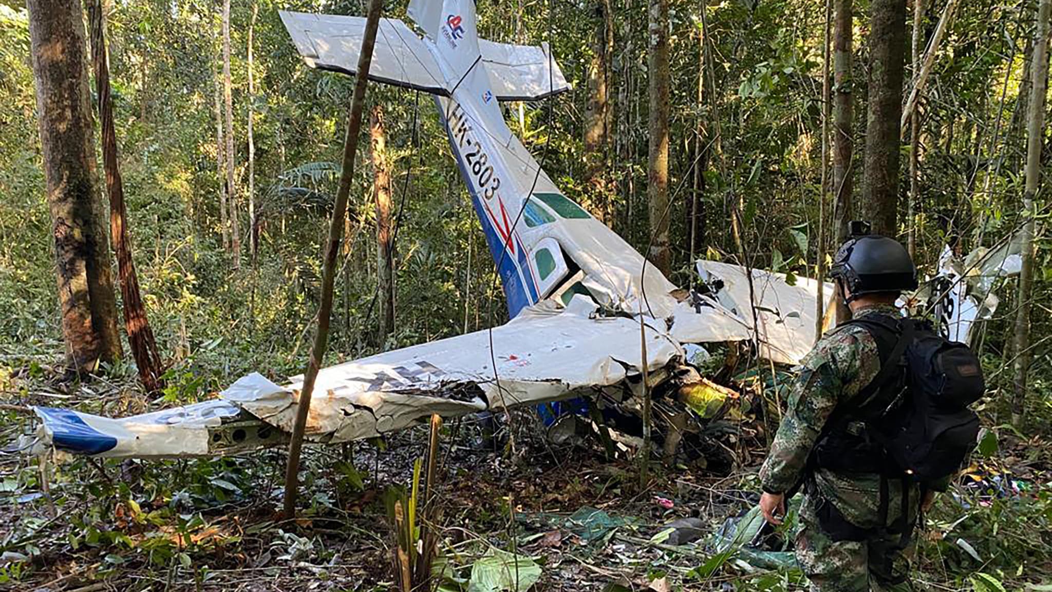 L'épave d'un avion retrouvé dans la jungle colombienne après son crash, le 19 mai 2023.