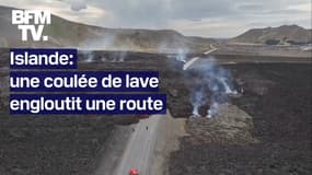 Islande: une coulée de lave engloutit une route  