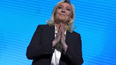 Marine Le Pen, lors de son discours au soir du premier tour de l'élection présidentielle, dimanche 10 avril 2022