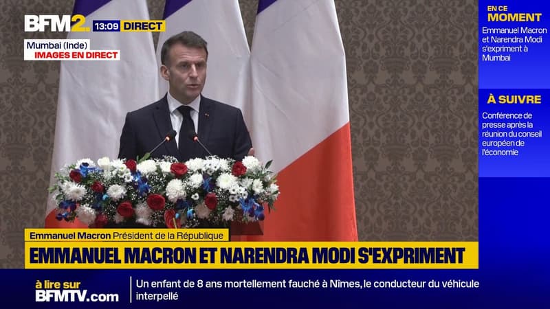 La France et l'Inde ne veulent "subir aucune forme d'hégémonie", affirme Emmanuel Macron