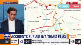 Point trafic: déjà 300 km de bouchons cumulés en Ile-de-France, accidents sur l'A86 et l'A3 près de Bondy