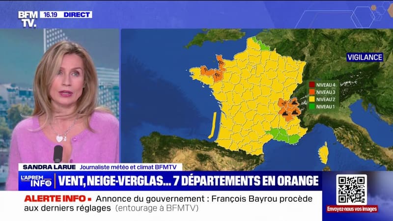 Vent, neige, verglas... 7 départements placés en vigilance orange par...