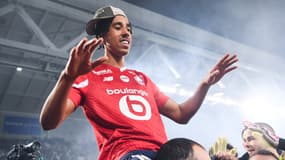 Leny Yoro avec Lille en mars 2024