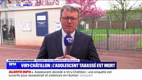 Adolescent mortellement agressé à Viry-Châtillon: "Aucun élément ne nous permettait d'appréhender le drame que nous avons connu", affirme François Durovray (président LR du département de l'Essonne)