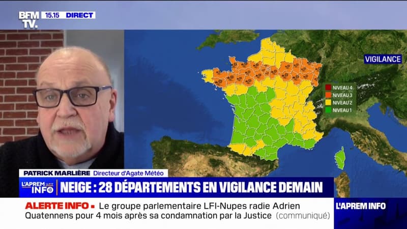 🌨 Chutes de neige, verglas: 28 départements en vigilance orange ce mercredi