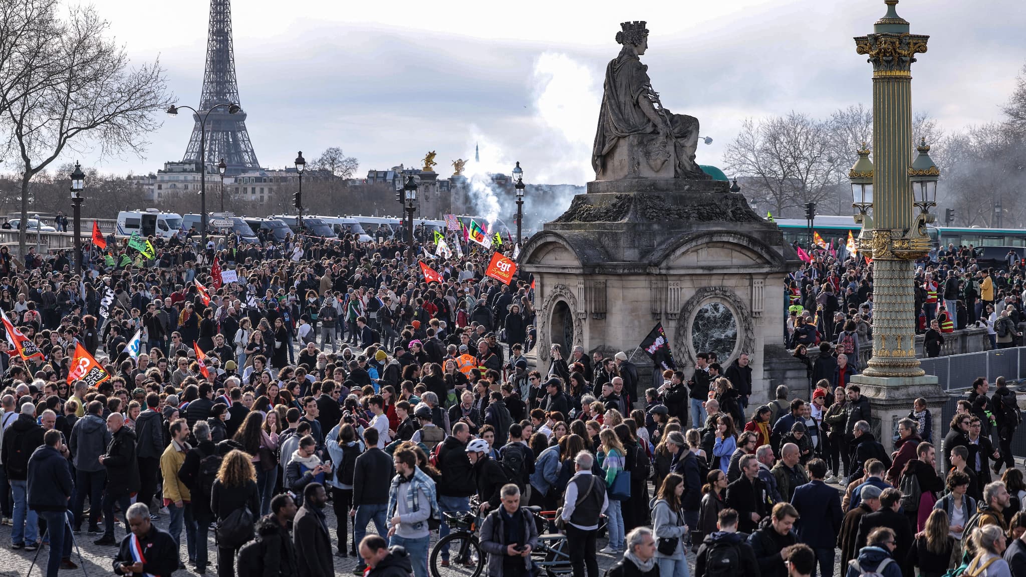 Place de la Concorde le 16 mars, à Paris Place de la Concorde le 16 mars, à Paris