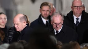 Le chancelier allemand Olaf Scholz ce samedi 21 décembre à Magdebourg, en Allemagne.