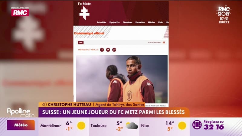 Suisse : un jeune joueur du FC Metz parmi les blessés