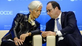 Christine Lagarde et François Hollande lors d'un sommet de l'OCDE en 2014.