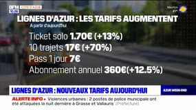 Réseau Lignes d'Azur: les nouveaux tarifs entrent en vigueur ce samedi
