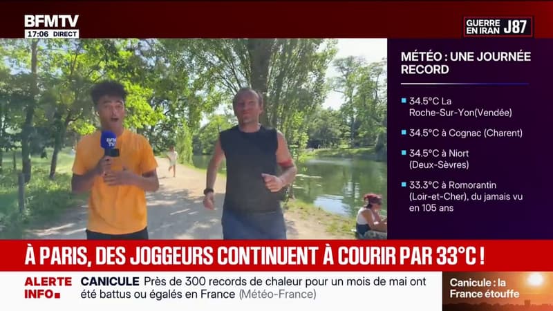 À Paris, certains joggeurs continuent de courir malgré 33 degrés affichés à 17 heures