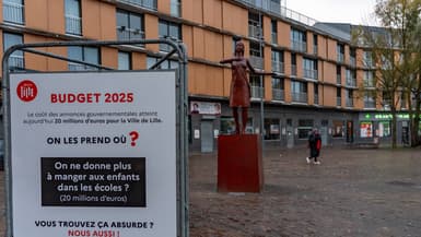 Campagne d'affichage contre la coupe budgétaire imposée à la ville de Lille