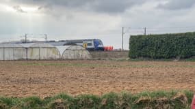 Un train a percuté un véhicule militaire sur un passage à niveau, à Bailleul-Sir-Berthoult, dans le Pas-de-Calais, le 17 mars 2025.