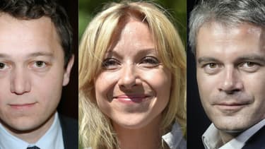 Les trois candidats à la présidence du parti Les Républicains. De gauche à droite: Maël de Calan, Florence Portelli et Laurent Wauquiez