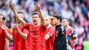 Thomas Müller et l'équipe du Bayern Munich, contre Mayence, à l'Allianz Arena, le 26 avril 2025