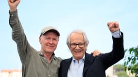 Paul Laverty et Ken Loach à la 76e éditiondu Festival de Cannes, le 27 mai 2023.