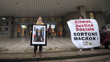Photo d'un précédent portrait volé par ANV COP 21, prise le 4 mars 2019 à Saint-Sébastien-sur-Loire.