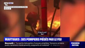 Incendie de Martigues: les images impressionnantes d'un camion de pompiers pris au piège par les flammes 