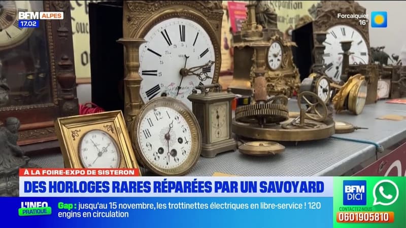 Foire expo de Sisteron: un artisan répare des horloges rares