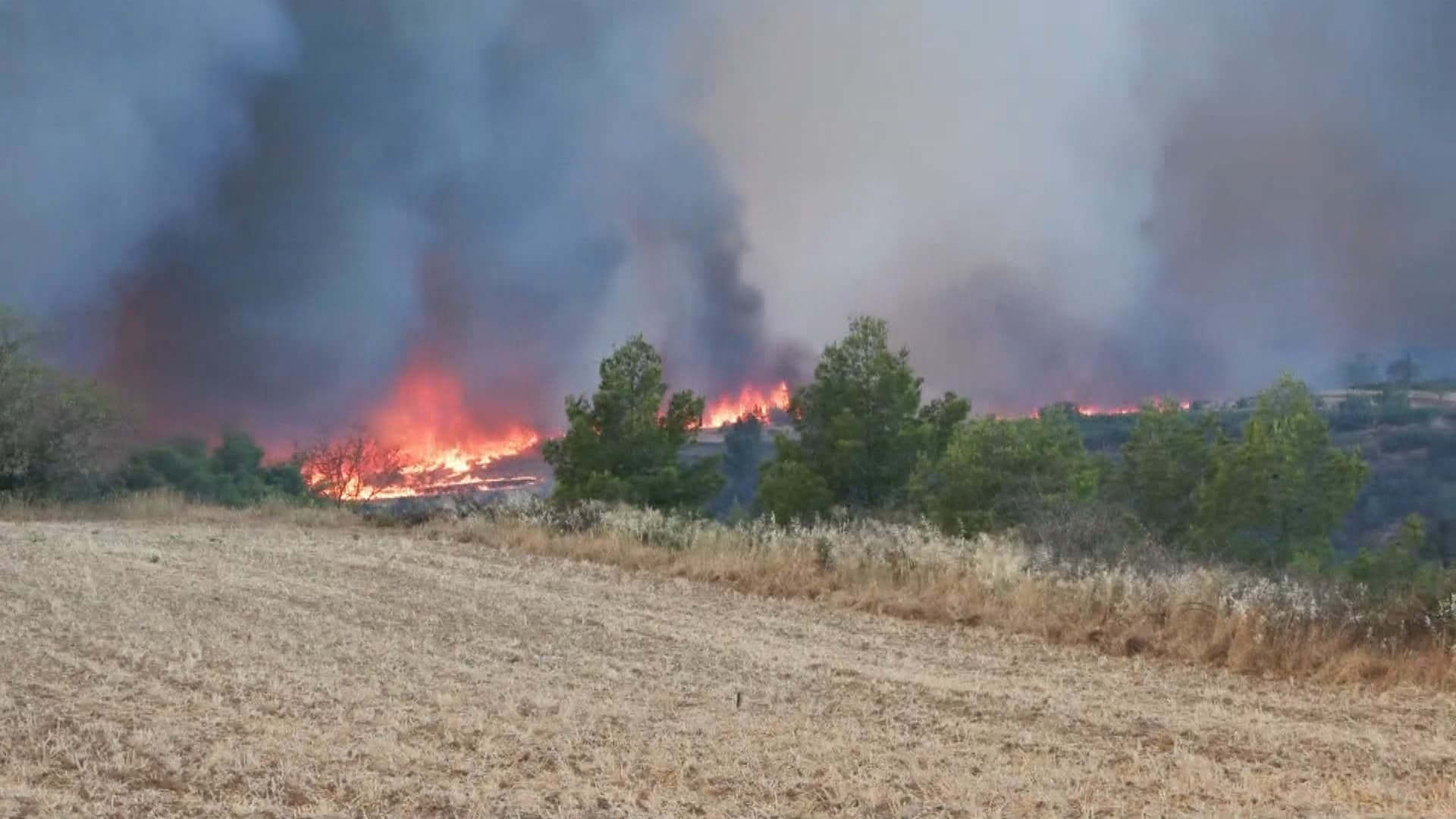 Un incendie déclaré dans le massif des Corbières (Aude), le mardi 5 août 2025.