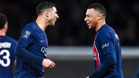 Achraf Hakimi et Kylian Mbappé avec le PSG le 3 janvier 2024