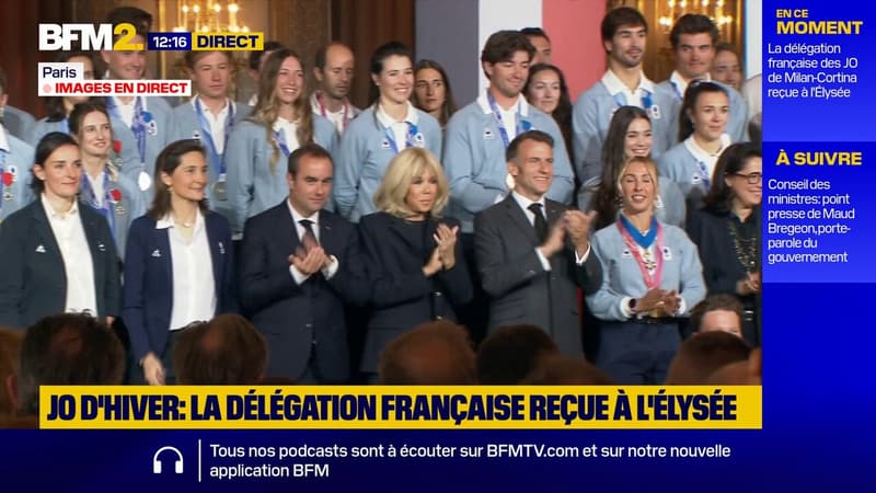 La délégation française des JO de Milan-Cortina reçue et décorée à l'Élysée