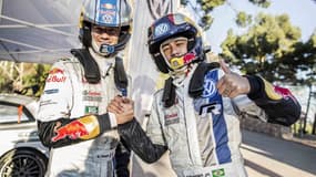 De gauche à droite, Sébastien Ogier et Neymar Junior.