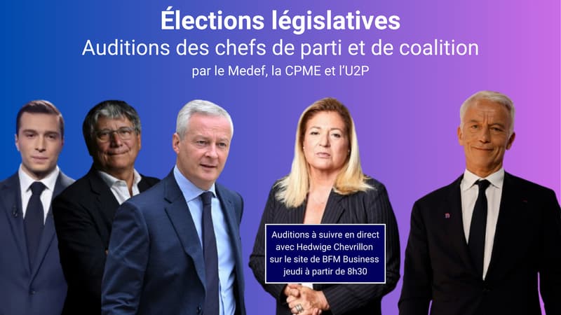 DIRECT. Législatives: Bardella, Le Maire, Coquerel... Les représentants des partis passent leur grand oral devant les patrons