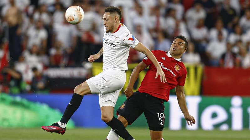 Lucas Ocampos et Youssef En Neysri - FC Séville-Manchester United - Ligue Europa