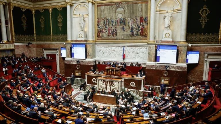 Séance des questions au gouvernement à l'Assemblée nationale à Paris le 12 novembre 2024.