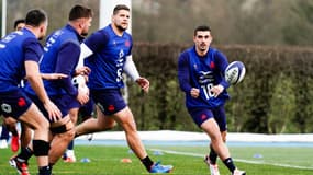 Thomas Ramos et le XV de France à l'entraînement, le 24 janvier 2024
