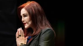 Priscilla Presley lors d'une conférence de presse avant son talk-show "Une soirée intime avec Priscilla Presley", en mars 2025