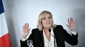 Marine Le Pen, présidente du Rassemblement national (RN) et candidate à la présidentielle, le 18 janvier 2022 à Paris