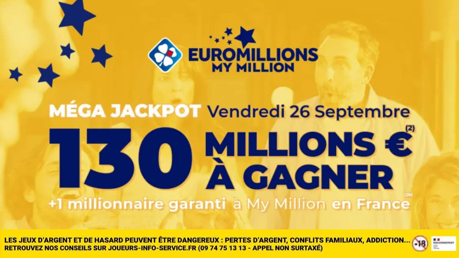 FDJ MÉGA JACKPOT : 130 MILLIONS D'EUROS À GAGNER À L'EUROMILLIONS AUJOURD'HUI, NE LE RATEZ PAS