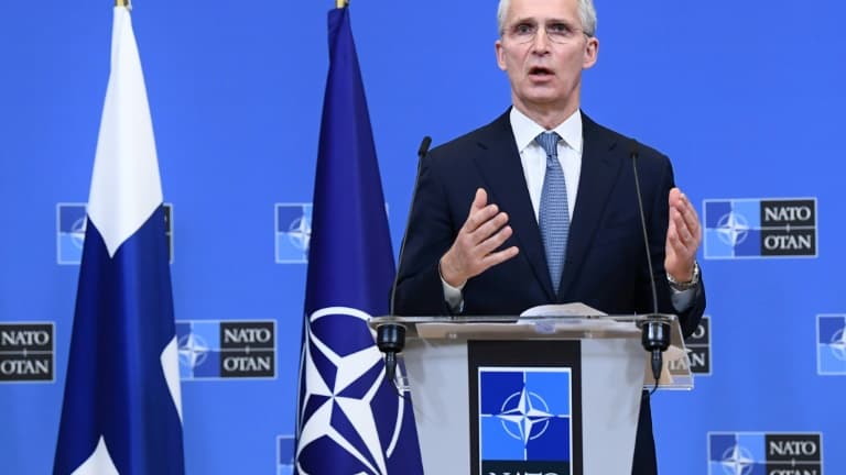 Le secrétaire général de l'Otan Jens Stoltenberg, le 24 janvier 2022 à Bruxelles