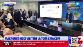 Marseille: Macron et Modi arrivent à la tour CMA CGM
