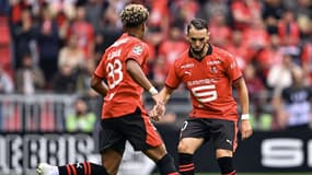 Amine Gouiri et Désiré Doué, à Rennes le 16 septembre 2023