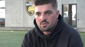 Le joueur de La Rochelle Grégory Alldritt lors d'un entretien accordé à RMC Sport, 26 mars 2024