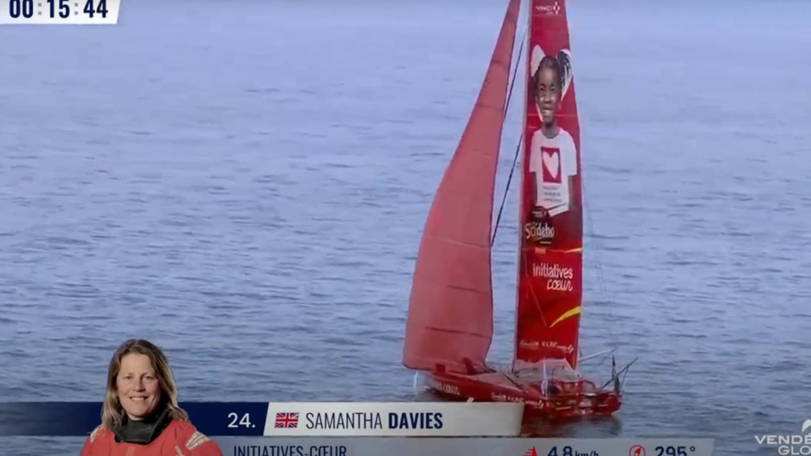 Le bateau de Samantha Davies, concurrente féminine la plus sérieuse de ses homologues masculins, après son départ au Vendée Globe, le 10 novembre 2024. Le bateau de Samantha Davies, concurrente féminine la plus sérieuse de ses homologues masculins, après son départ au Vendée Globe, le 10 novembre 2024.