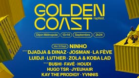 Le line-up de Golden Coast, premier festival 100% rap organisé les 13 et 14 septembre 2024 à Dijon.