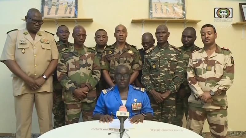 Le colonel Amadou Abramane, porte-parole des putschistes au Niger, le 26 juillet 2023